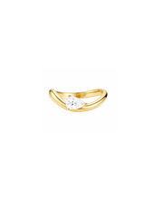 Pear-Shaped Solitaire Twist Pinky Ring