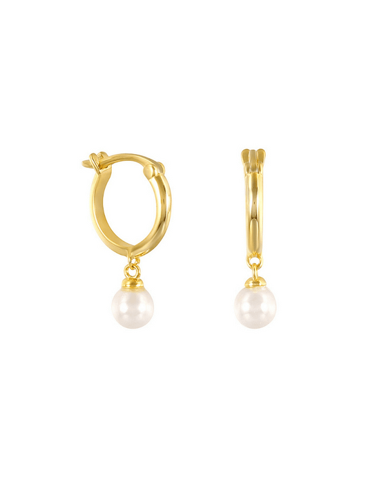 bridal pearl drop huggie hoop