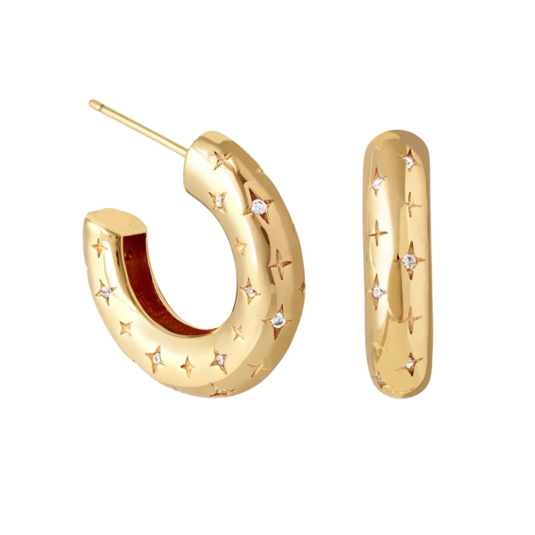 cosmic star hoop earrings