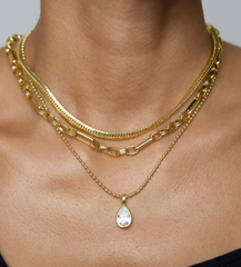 Beaded Bezel Pendant Drop Necklace