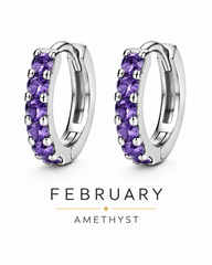 Silver Birthstone Huggies