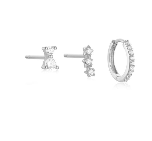 Trio Set Earrings: Cowper Stud Set Silver