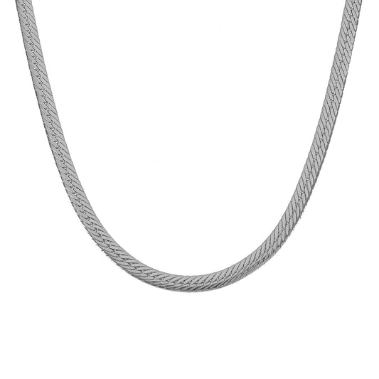 A silver herringbone delicate necklace chain.