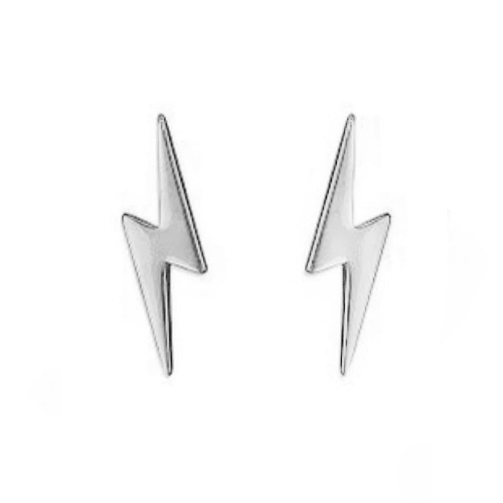 Silver Lightning Bolt Stud Earrings Silver Stud Earrings