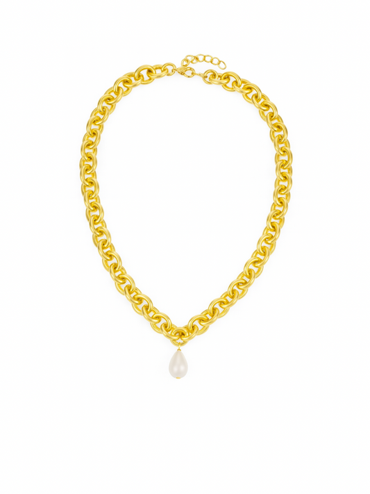 Pearl Drop Curved Necklace