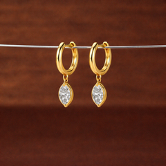 Bezel Pin Drop Huggie