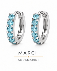 Silver Birthstone Huggies
