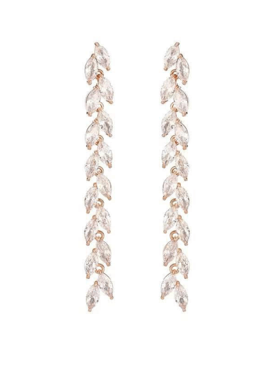 crystal leaf earring