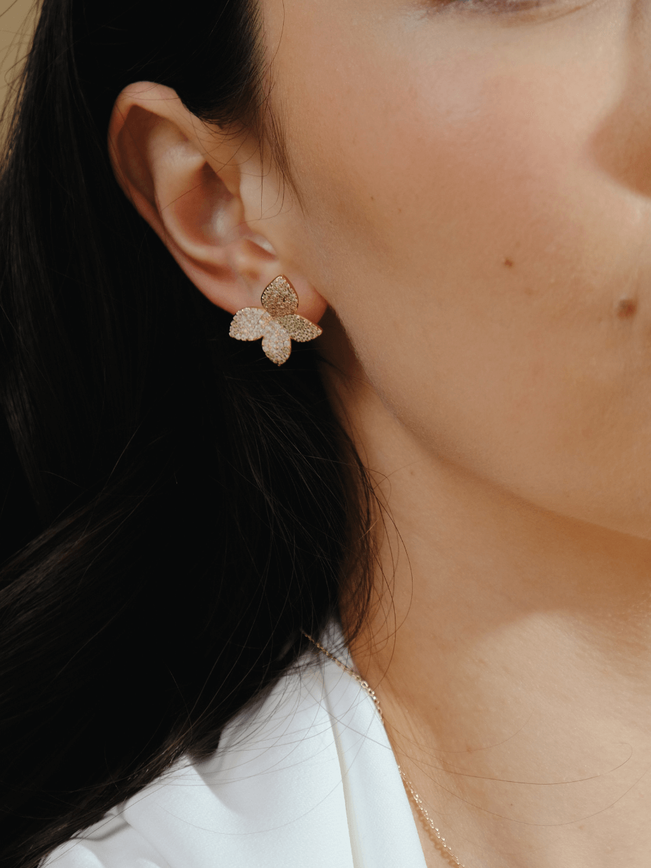 bridal floral stud earring