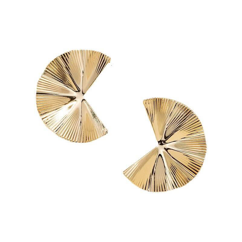 gold statement fan earring bridal quirky edgy