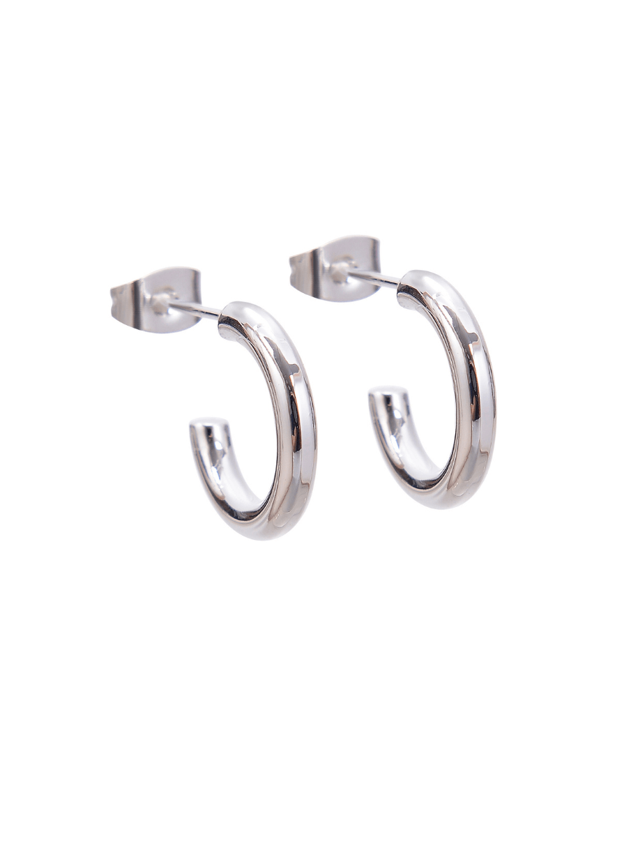 Mini Chunky Silver Hoop Earrings The ICONIC