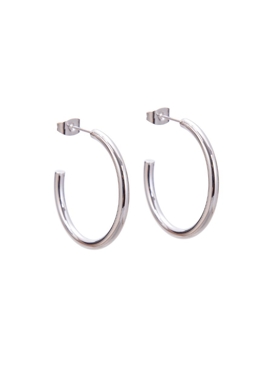 Thin sterling 2025 silver hoops