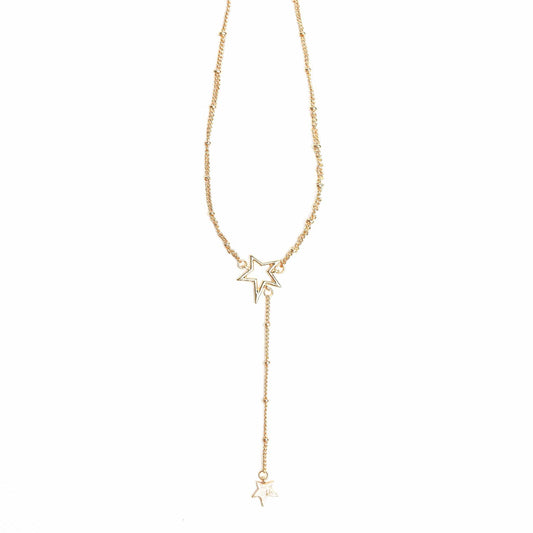 Double star lariat necklace