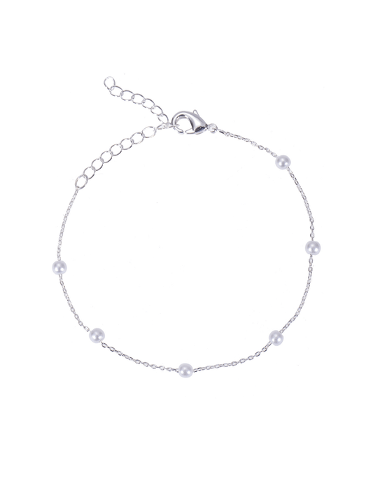 silver pearl wedding bracelet
