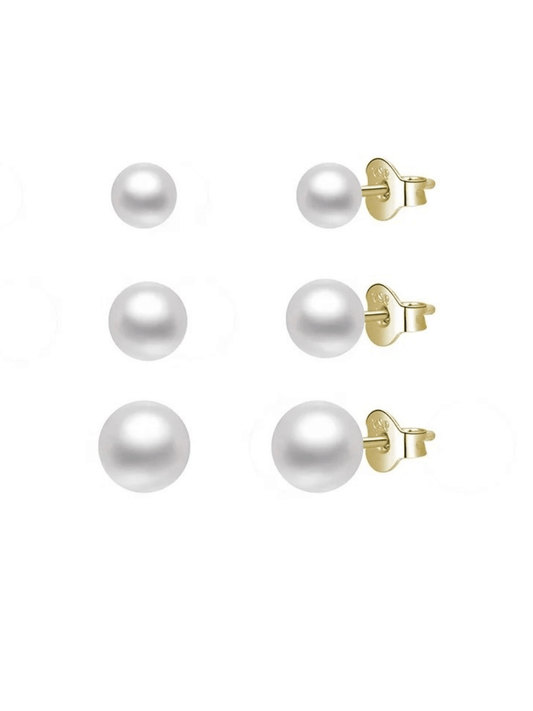 Trio Pearl Stud Set earrings