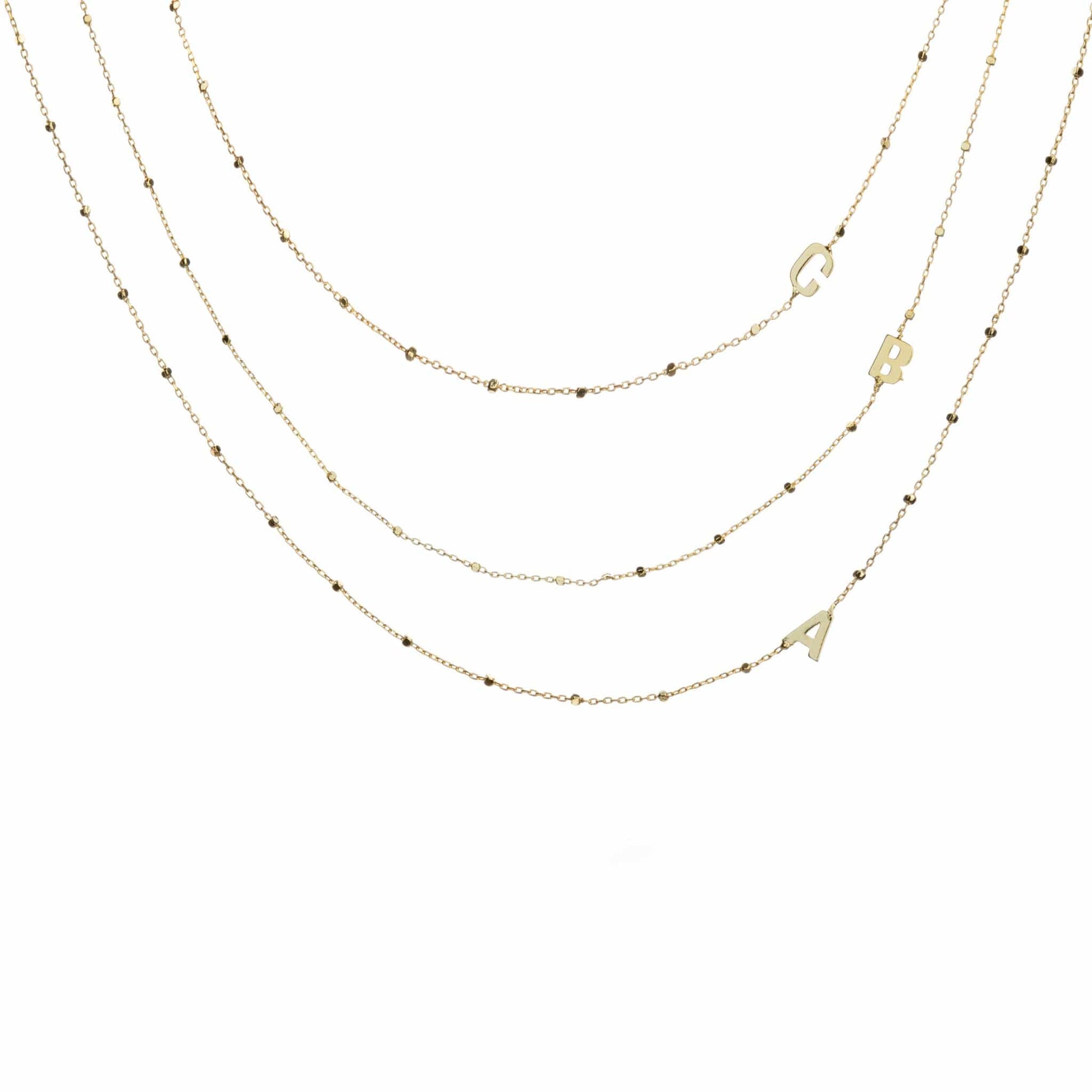 Side Initial gold letter dotted necklace