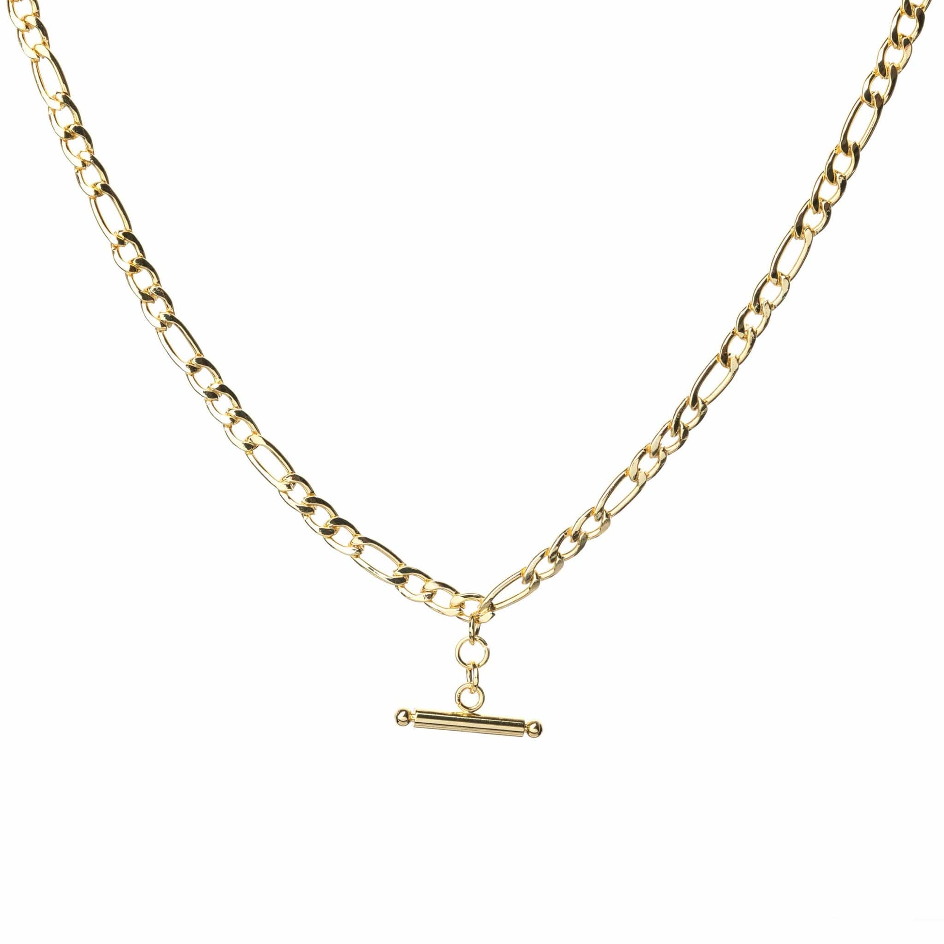 T-bar necklace on a figaro chain