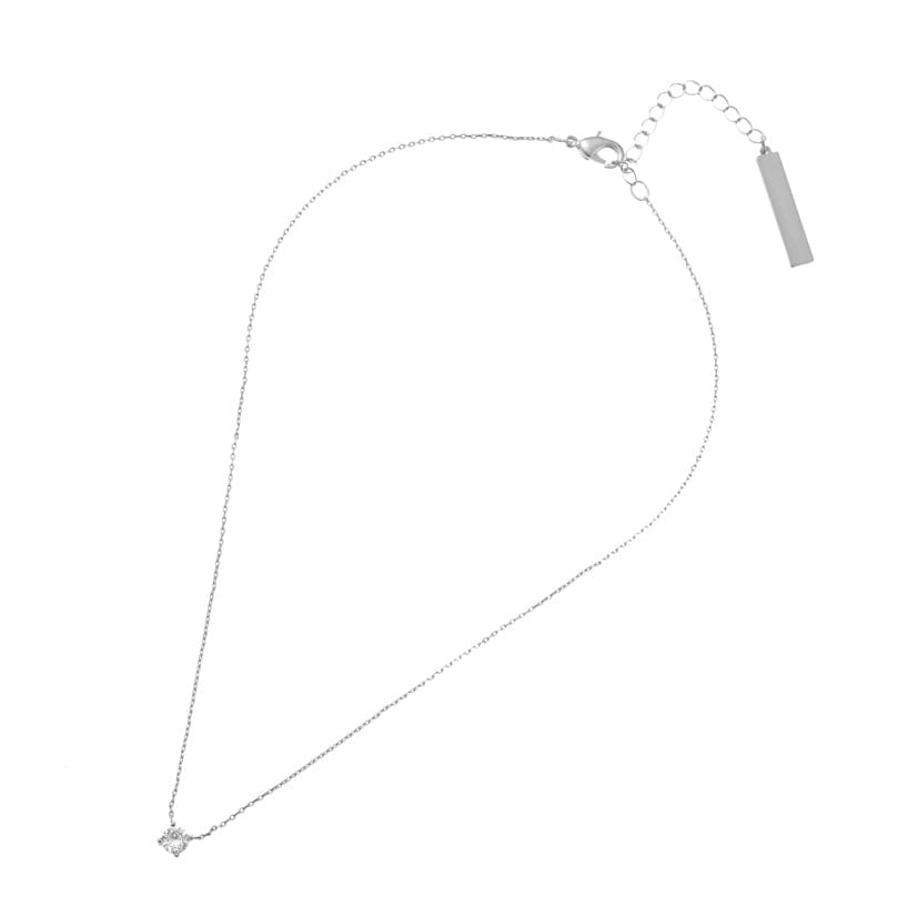A silver chain necklace with a small, clear stone pendant, the Bridal Floating Diamante Necklace.