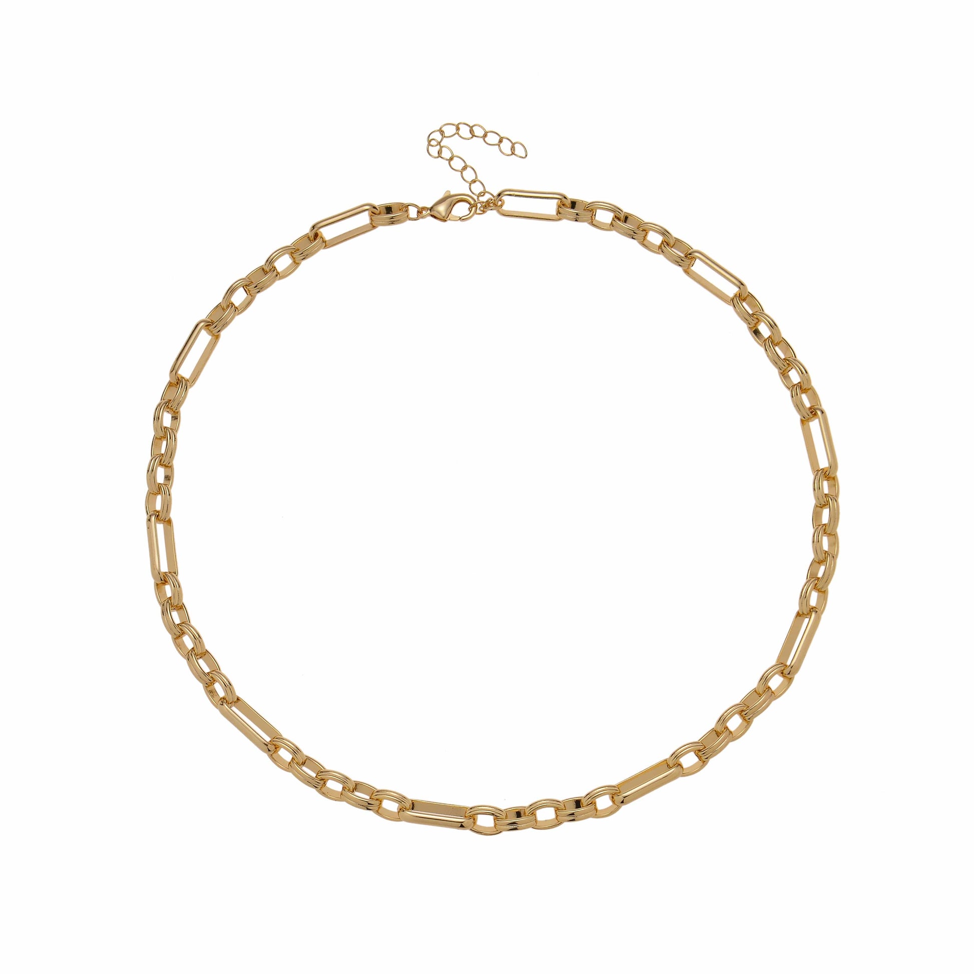 Triple link chunky layering chain gold necklace