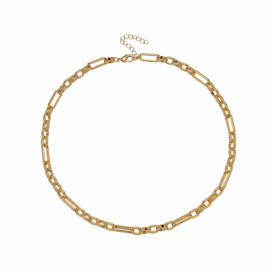 Triple link chunky layering chain gold necklace