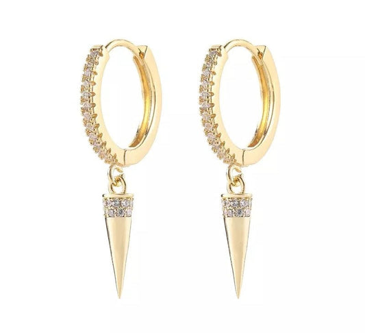 gold diamante spear earring