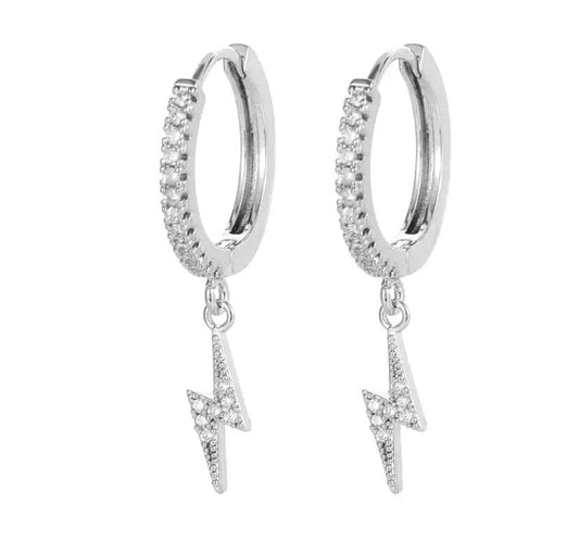 silver bolt huggie hoops