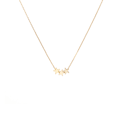 Trio gold star charm delicate necklace