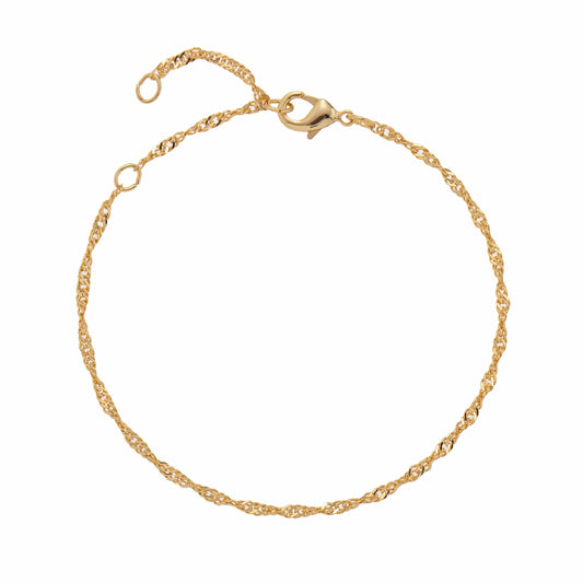 Delicate twisted gold chain layering bracelet
