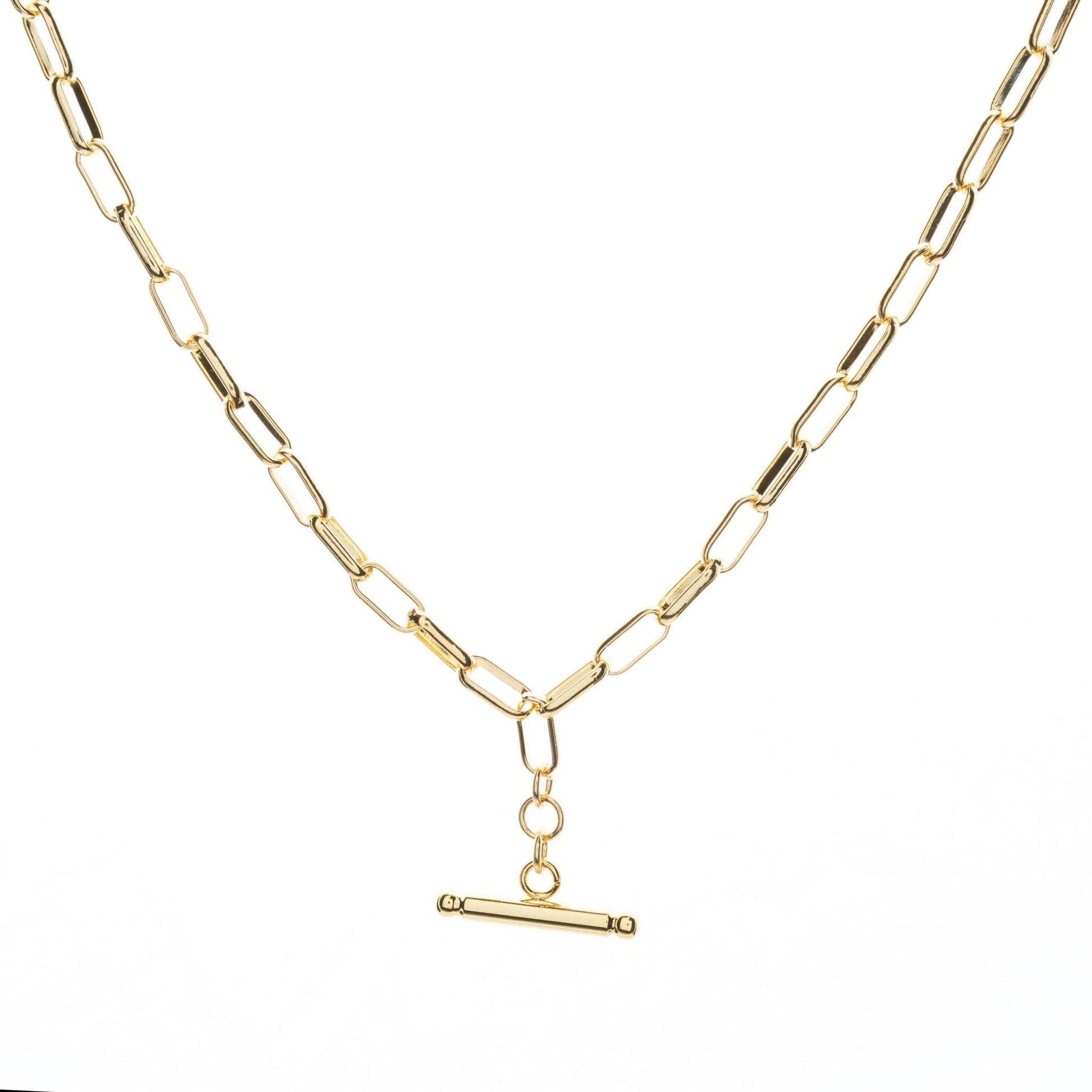 Link gold chain with t-bar 