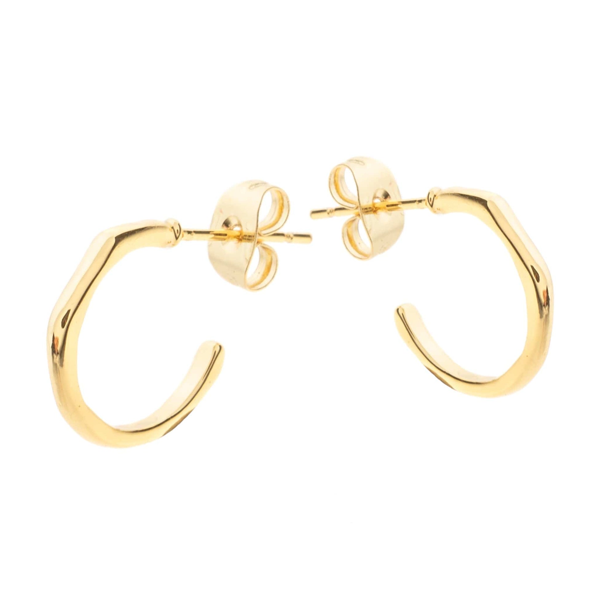 Gold dented Huggie Hoop