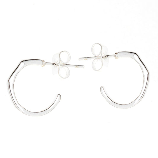 dented textured silver huggie hoops