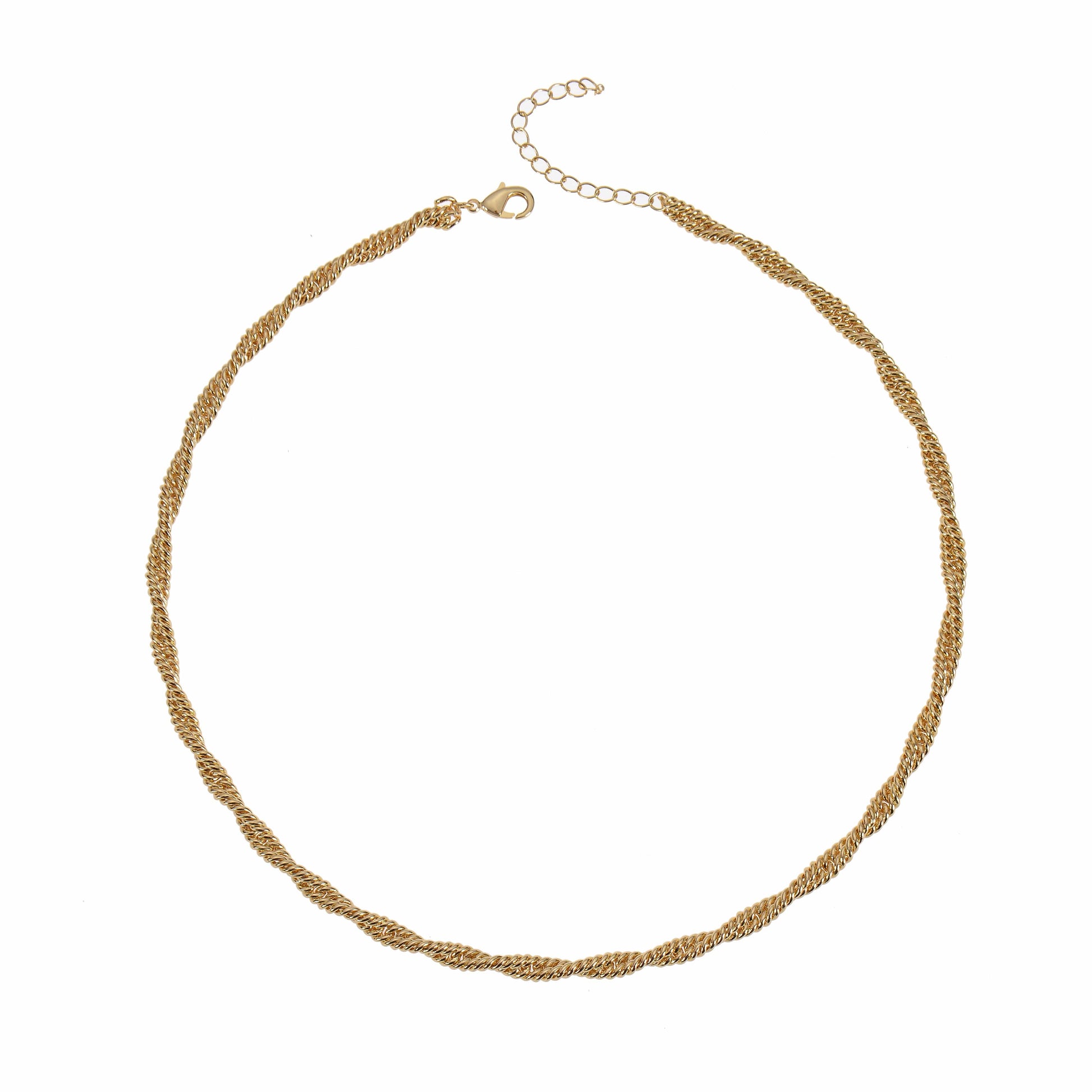 Gold Crossing Twisted Chain necklace on a white background.