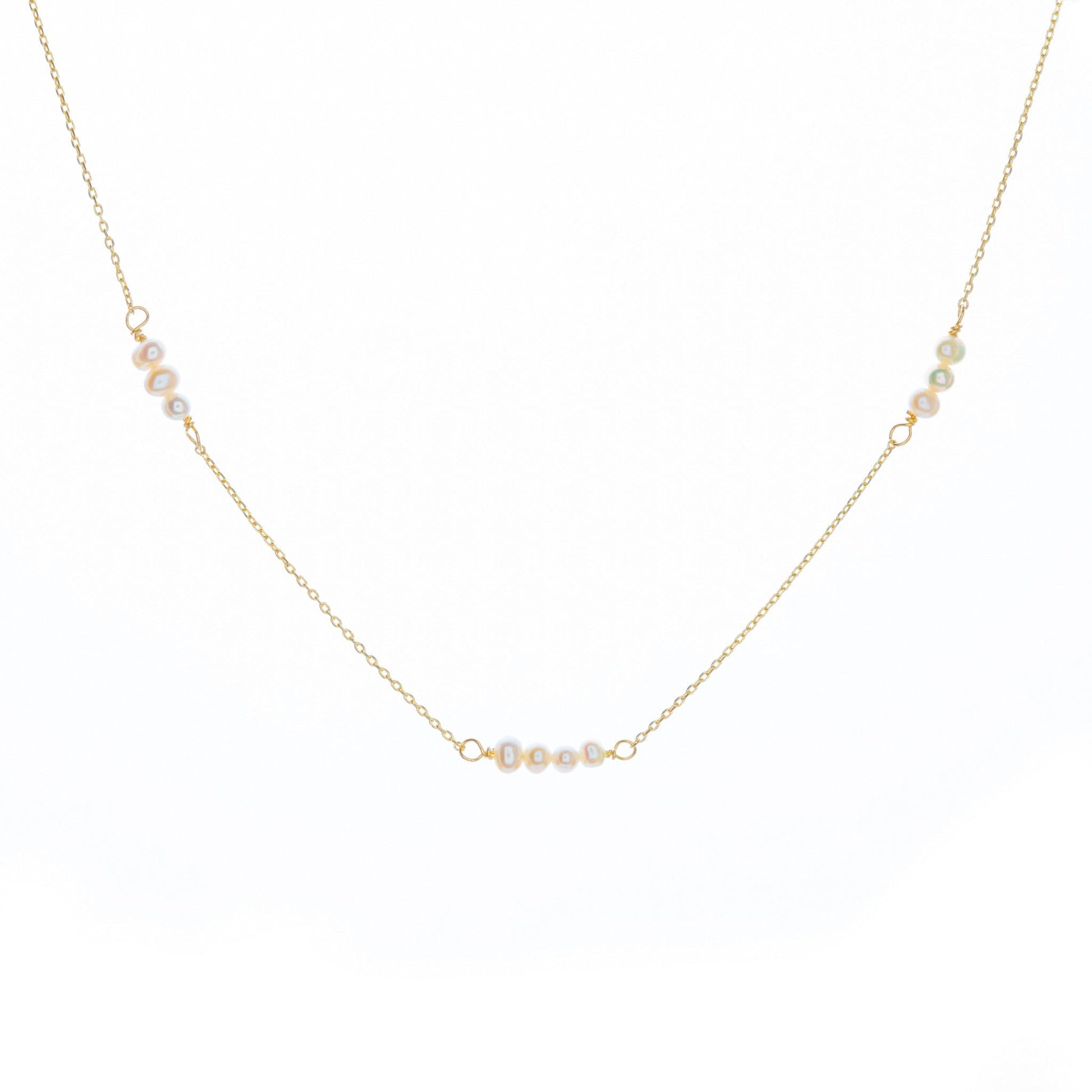 Pearl bridal necklace in gold and silver