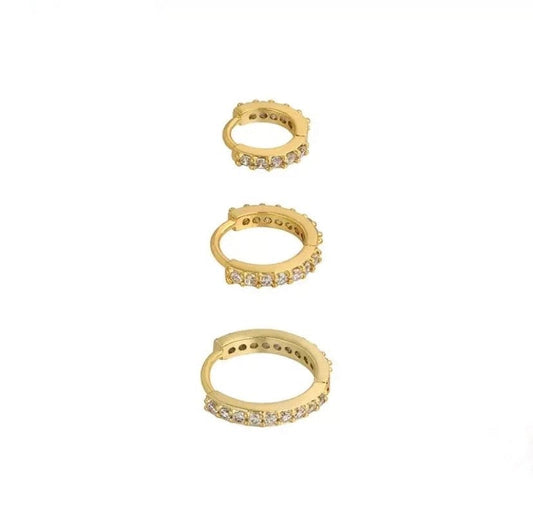 Trio gold diamante hoop set. Three different sizes for layering