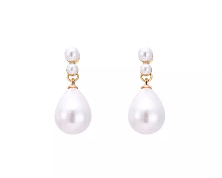 bridal tear drop pearl earrings