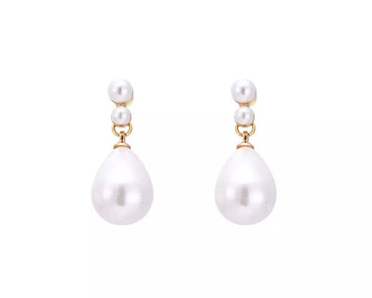 bridal tear drop pearl earrings