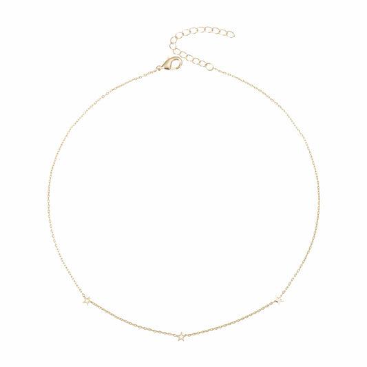 Gold-tone delicate necklace with three star charms.