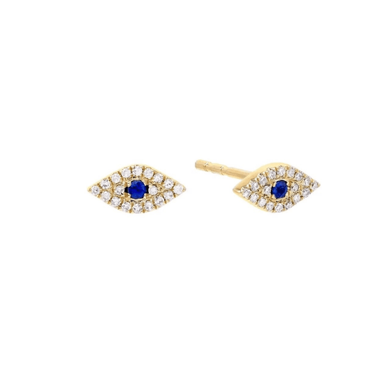 Crystal evil eye blue stud gold earrings