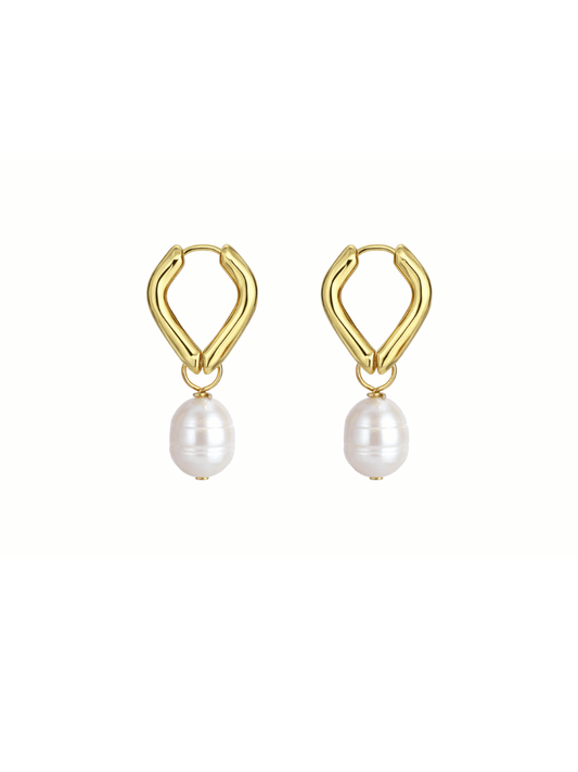 Twisted Huggie Pearl Drop