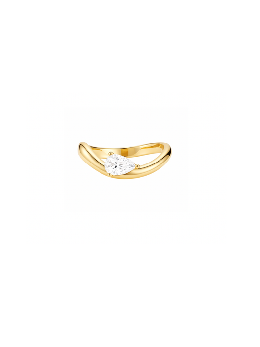 Pear-Shaped Solitaire Twist Pinky Ring
