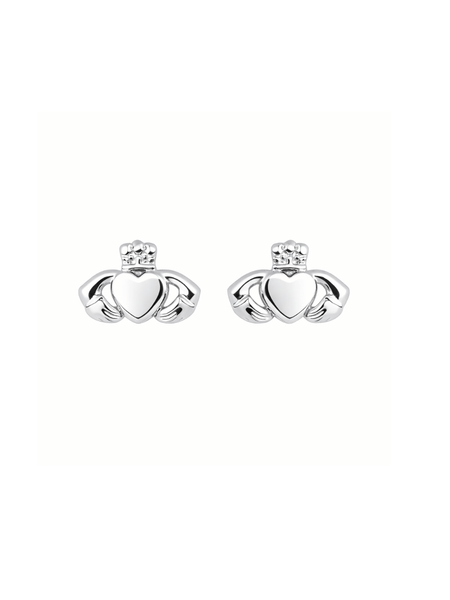 silver claddagh stud earring