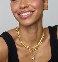 Beaded Bezel Pendant Drop Necklace