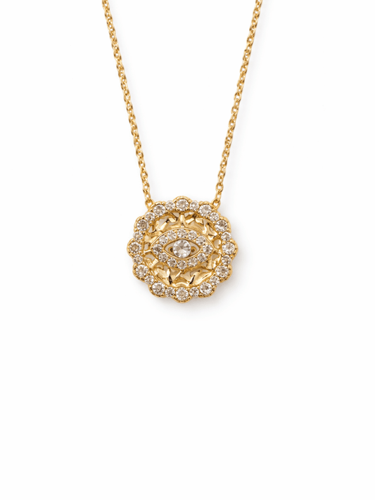 Clear Textured Stone Evil Eye Disc