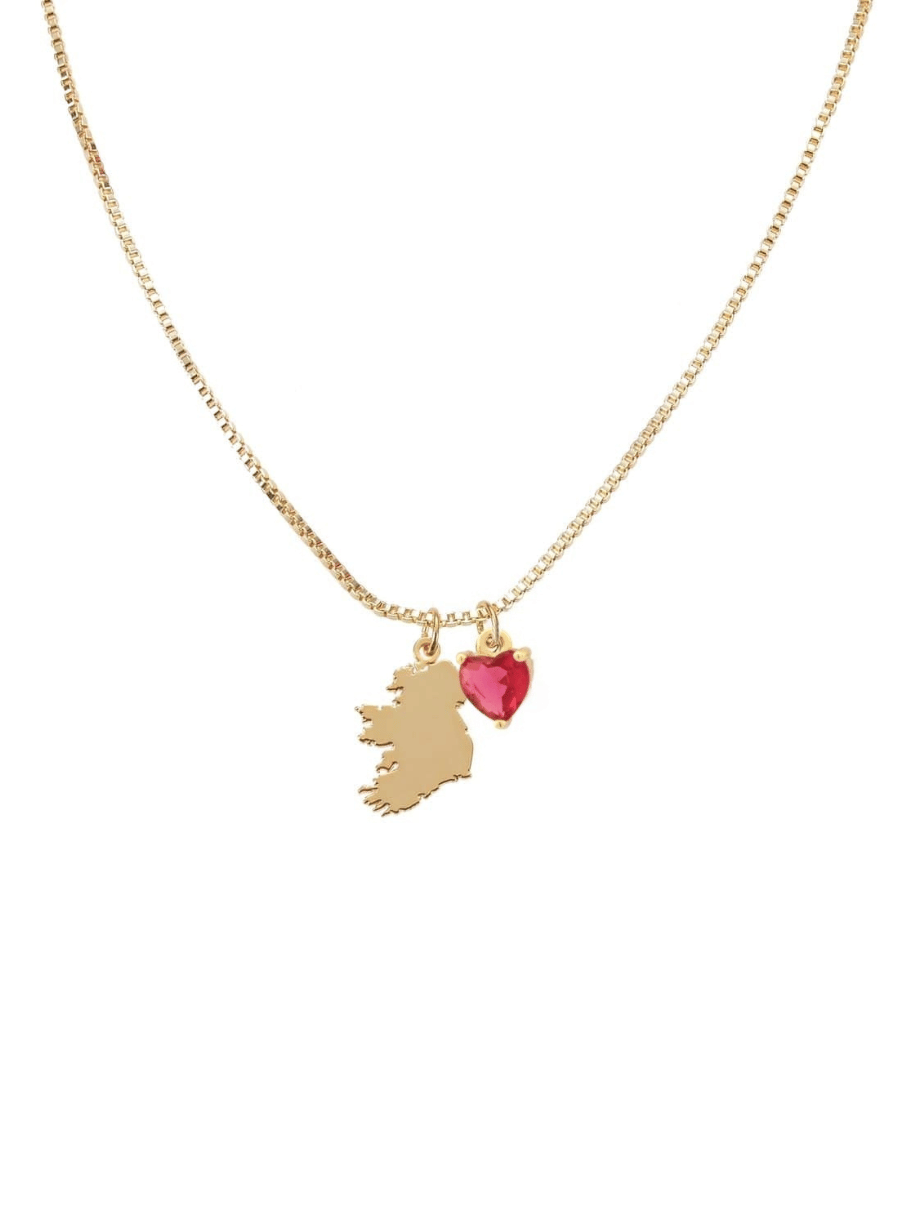 heart charm map ireland necklace