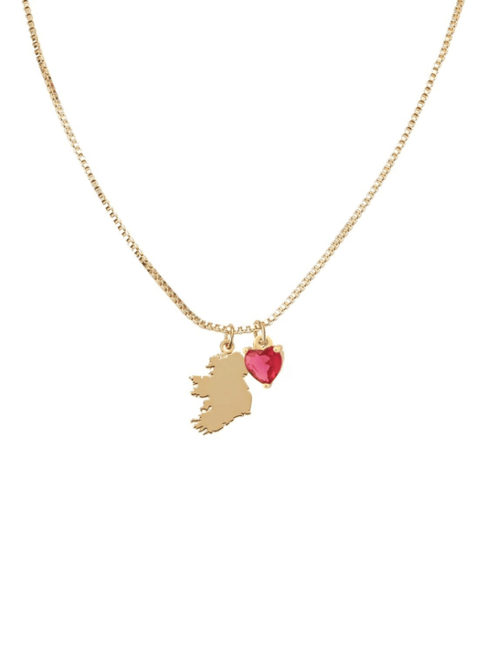 heart charm map ireland necklace