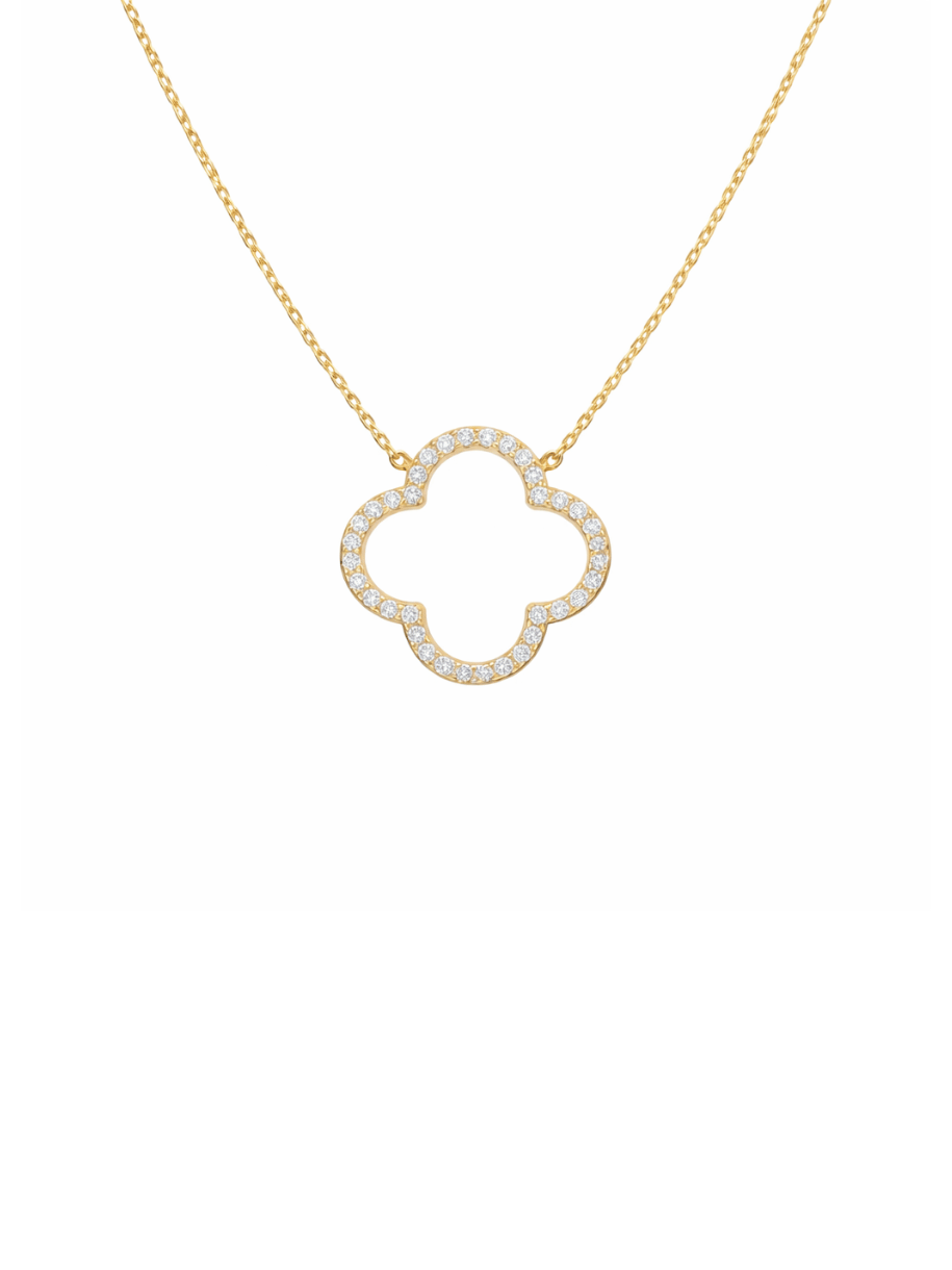 diamante four leaf necklace