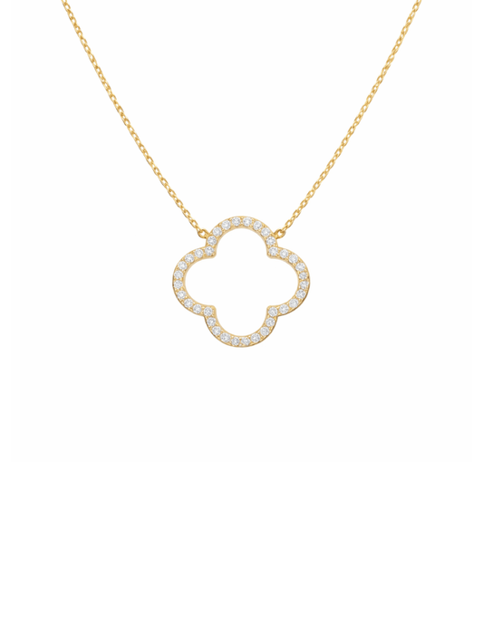 diamante four leaf necklace