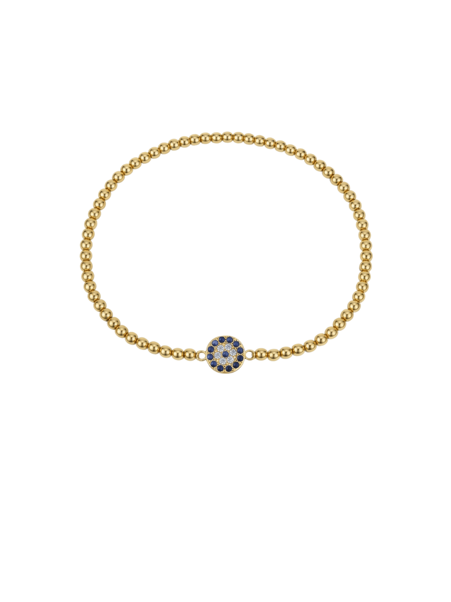 gold beaded evil eye