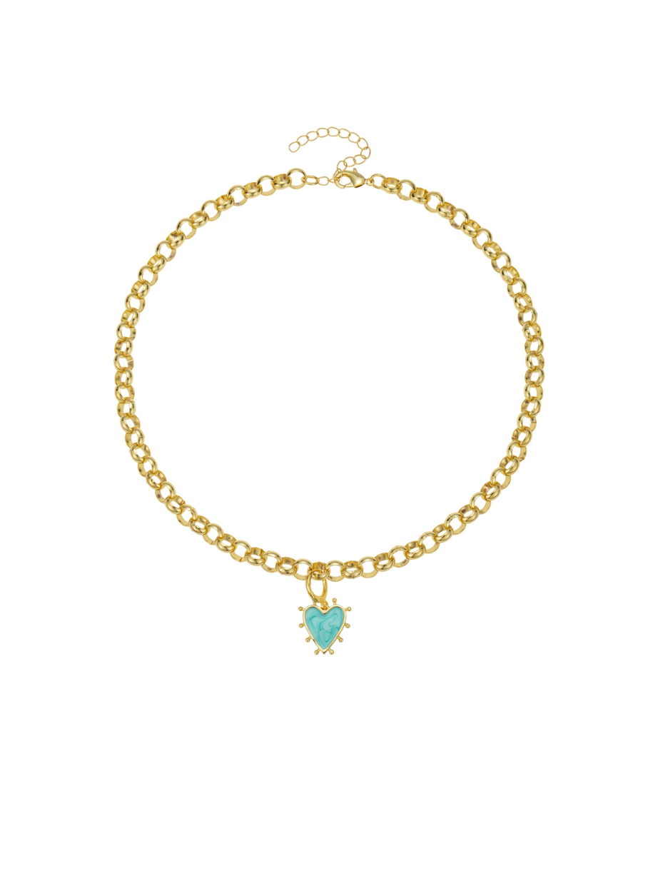 turquoise heart charm necklace