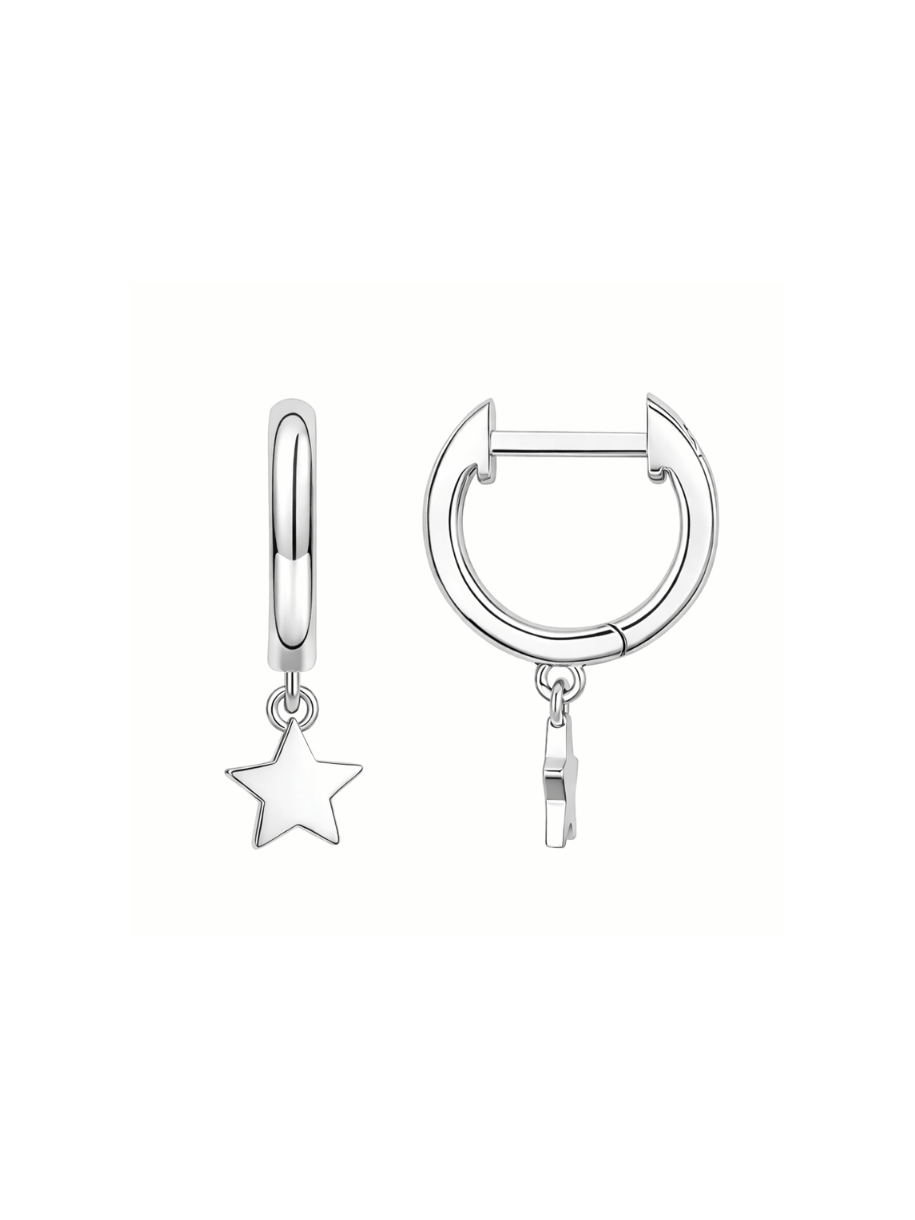 silver star huggie hoops